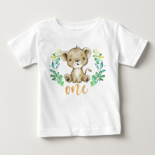 Camiseta para bebé león silvestre de primer cumple (Anverso)