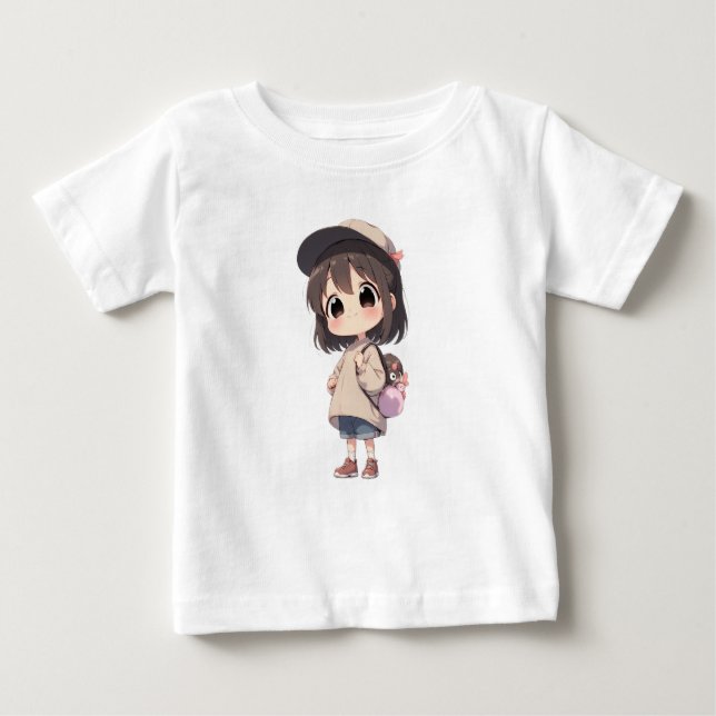 Camiseta para Bebé Niña con Gorra  y Bolso (Anverso)