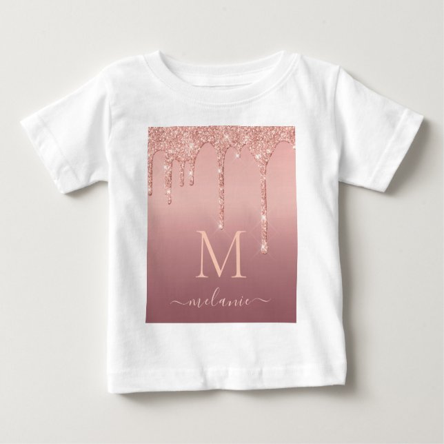 Camiseta para bebé Rosa de oro con nombre de carta (Anverso)