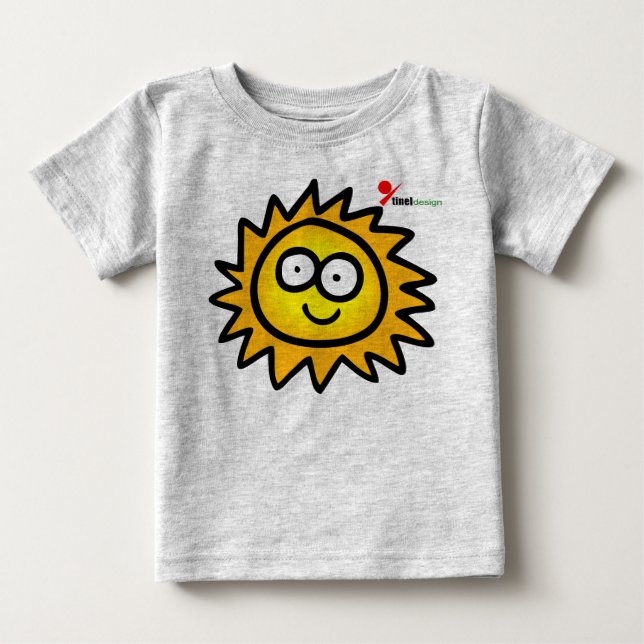 Camiseta para bebé soleado | Gráfico de sol con ca (Anverso)
