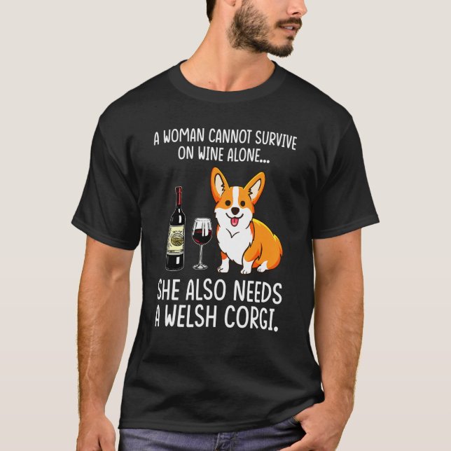 Camiseta Para beber vino Welsh Corgi Corgi (Anverso)