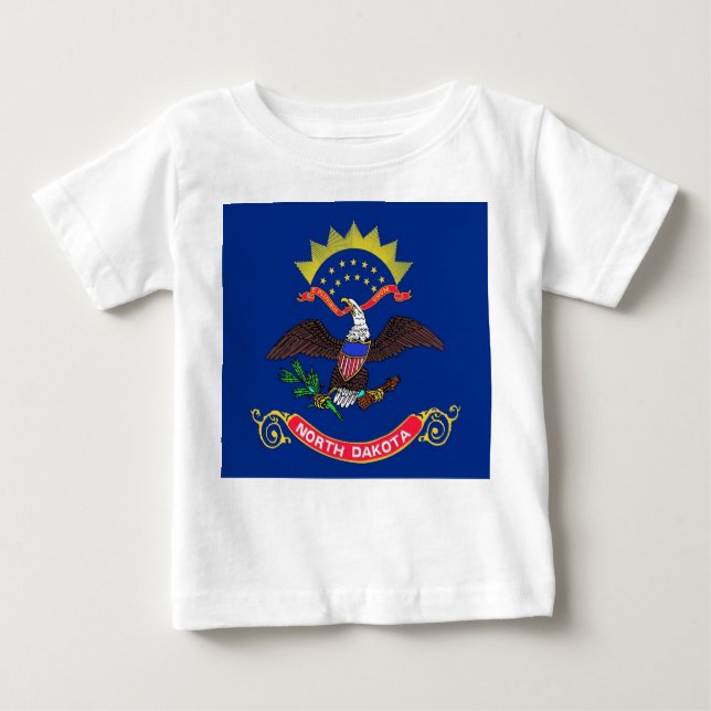 Camiseta para bebés con bandera de Dakota del Nort (Anverso)