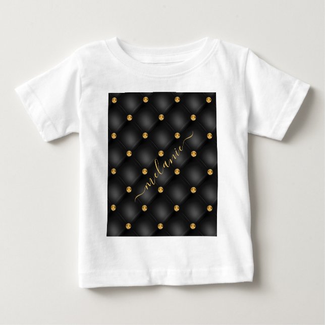 Camiseta para bebés de color negro y oro (Anverso)
