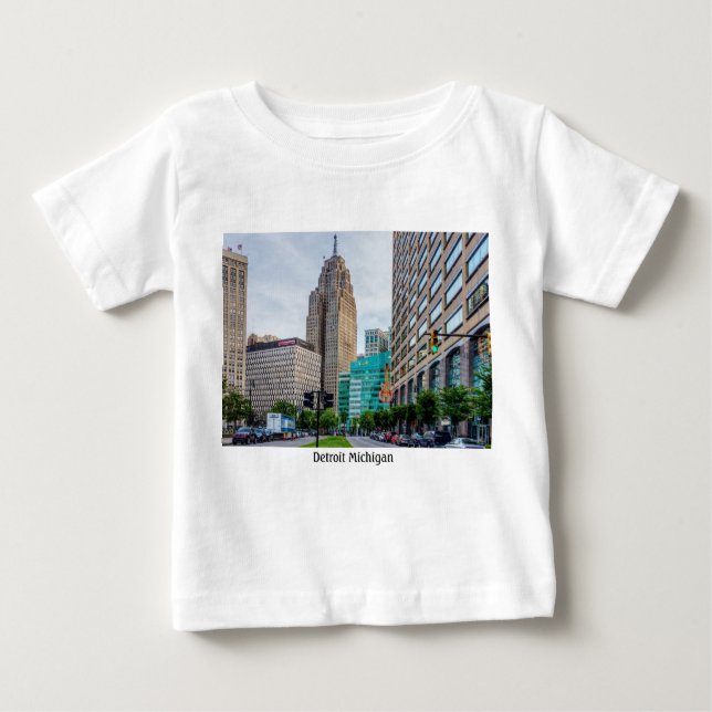 Camiseta para bebés en el centro de Detroit (Anverso)