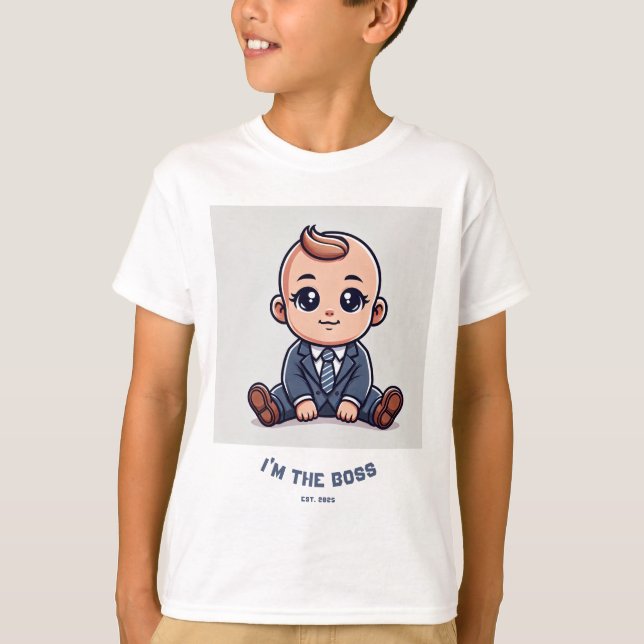 Camiseta para bebés personalizada - "Soy el jefe" (Anverso)