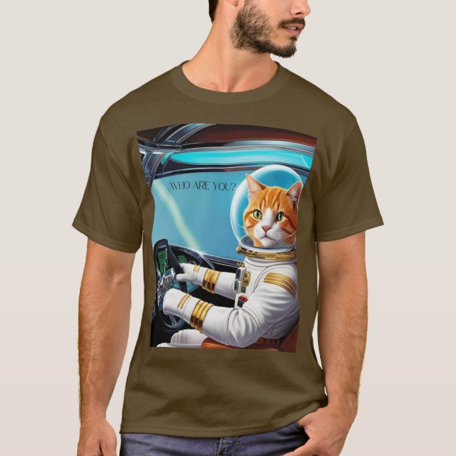 Camiseta para caballero con diseño gato expresivo. (Anverso)