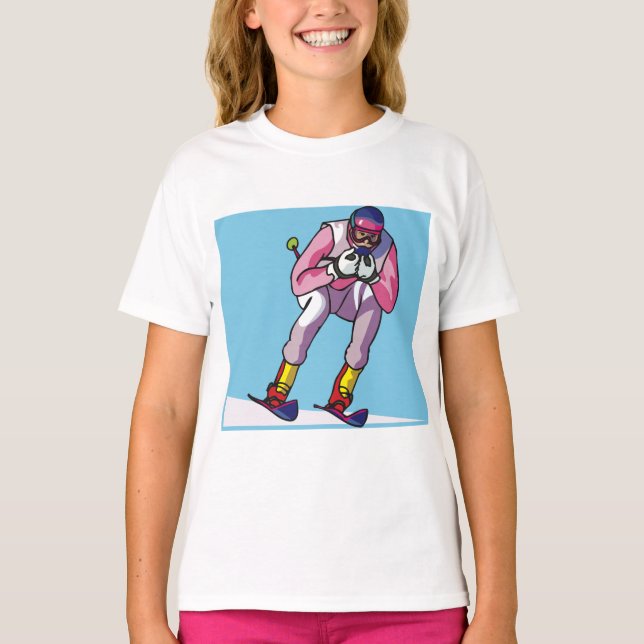 Camiseta para Chicas de esquí de descenso (Anverso)