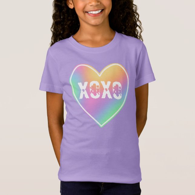 Camiseta para Chicas del corazón del arcoiris de X (Anverso)