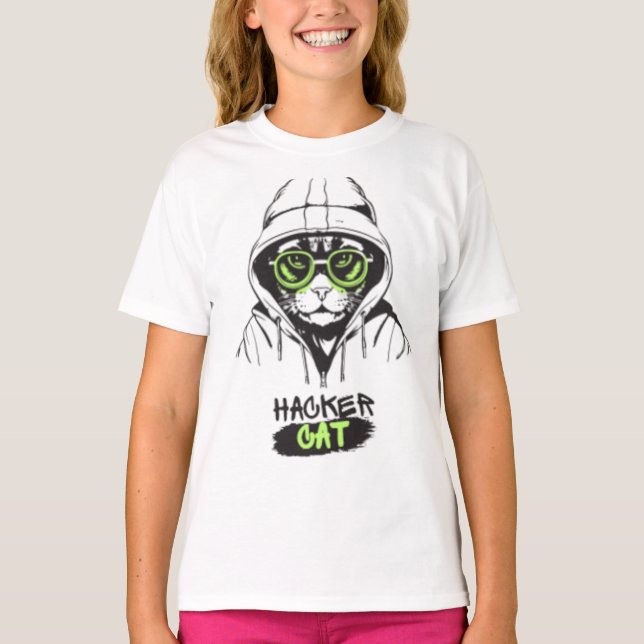 Camiseta para chicas Gatita Hacker Informática Cib (Anverso)