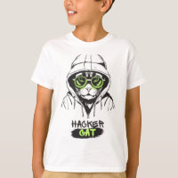 Camiseta para chicos de Gatito Hacker Ciberpunk Te
