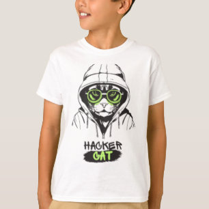 Camiseta para chicos de Gatito Hacker Ciberpunk Te