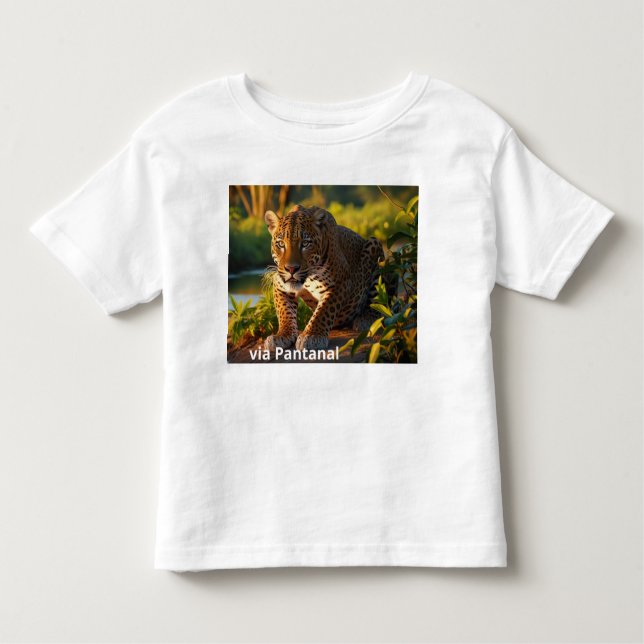 Camiseta para Crianças em Jersey Fina Onça Pintada (Anverso)