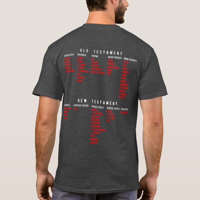 Camiseta para ÉL (adulto): Libros de la biblia (Reverso)