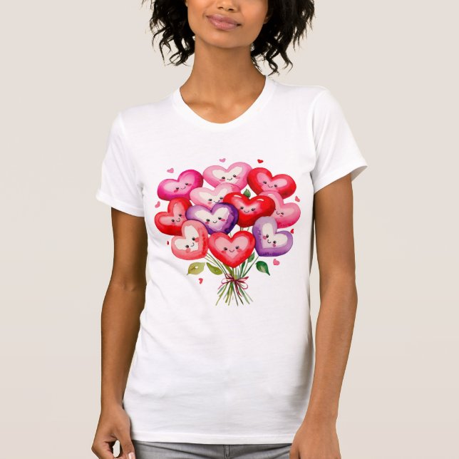 Camiseta para el corazón Bouquet - Diseño bonito y (Anverso)