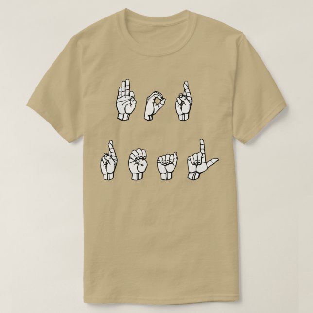 Camiseta PARA el diseño del lenguaje de Rótulo ASL REAL 1 (Diseño del anverso)