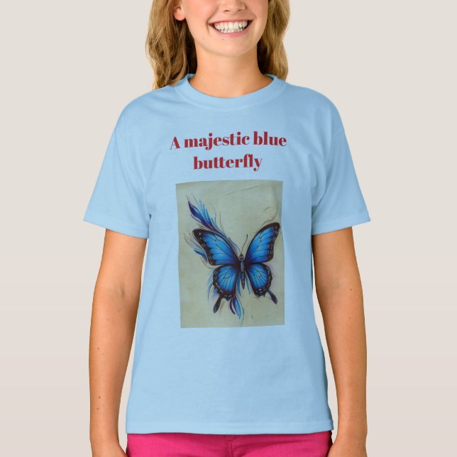 Camiseta para el esbozo del lápiz de mariposa azul (Anverso)
