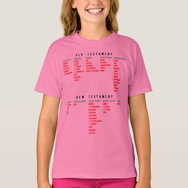 Camiseta para ELLA (juventud): Libros de la Biblia (Anverso)