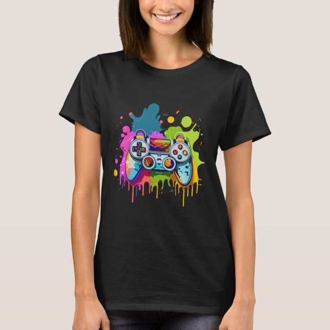 Camiseta Para gamers Paint Controller Gaming Appartal Video (Anverso)