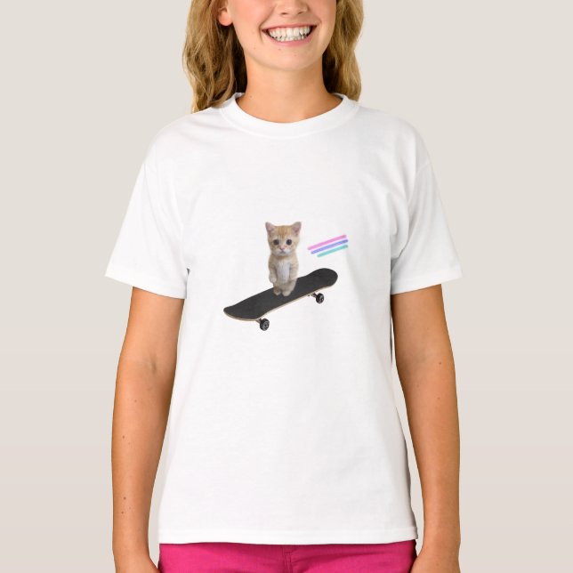 Camiseta para gato del patinador (Anverso)