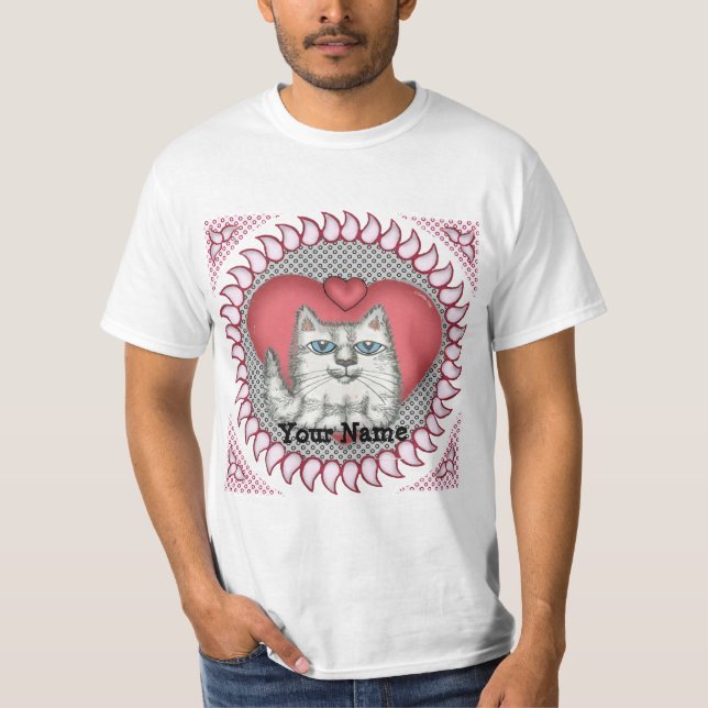Camiseta para gato graso del corazón (Anverso)