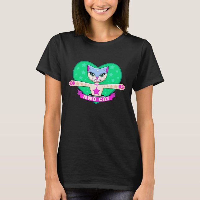 Camiseta para gato (oscura) de NWO (Anverso)
