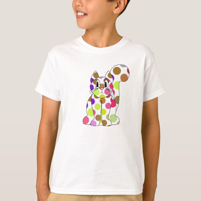 Camiseta para gatos de Cute Polka Dot Kitty (Anverso)