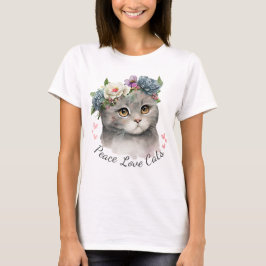 Camiseta para gatos de paz para mujeres