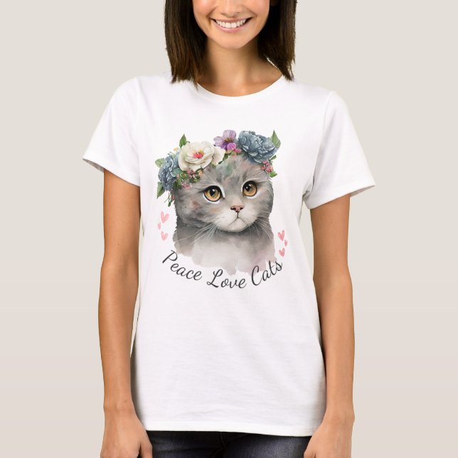 Camiseta para gatos de paz para mujeres (Anverso)