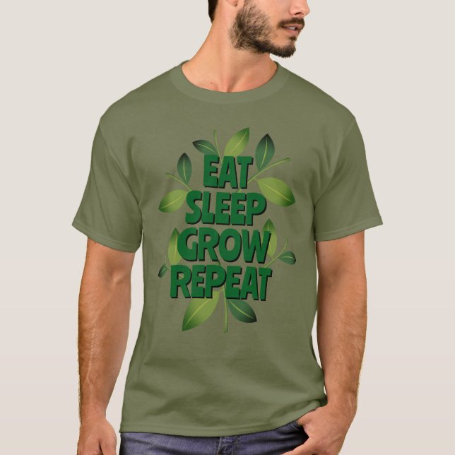 Camiseta para granjero Eat Sleep Grow Repeat (Anverso)