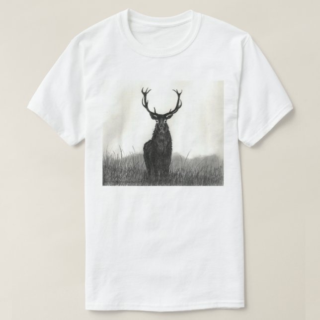 Camiseta para hombre blanca de los alces del arte (Diseño del anverso)