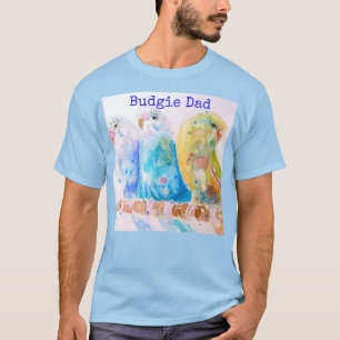 Camiseta para hombre con caprichoso budgie en acua