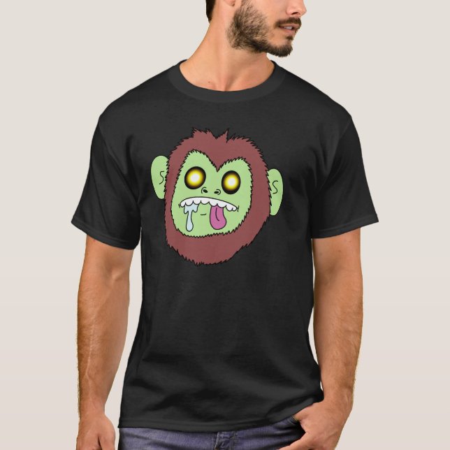 Camiseta para hombre con cara de mono zombie (Anverso)