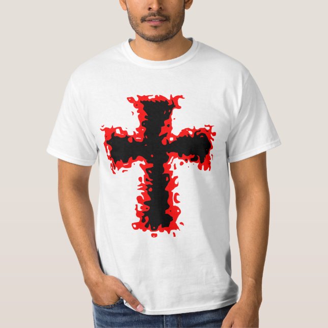 Camiseta para hombre cruzada roja y negra (Anverso)