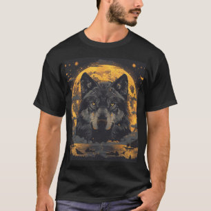 Camiseta para hombre de diseño de lobo