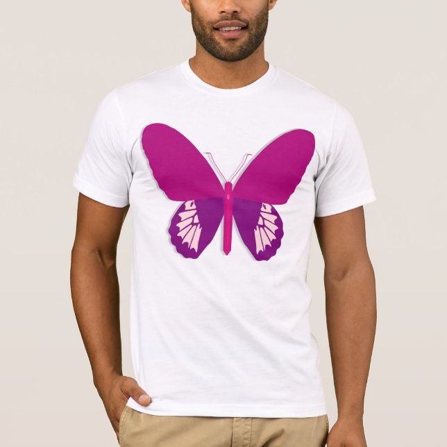 Camiseta para hombre de la mariposa rosada (Anverso)