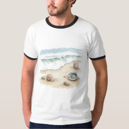 Camiseta para hombre de playa con acuarela Seashel