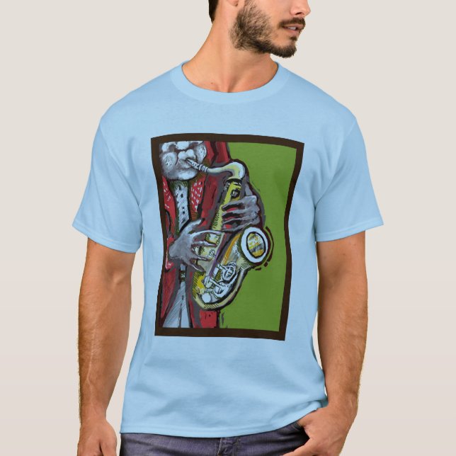 Camiseta para hombre del hombre del saxofón (Anverso)