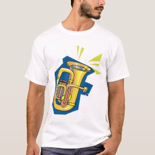 Camiseta para hombre del instrumento de la tuba