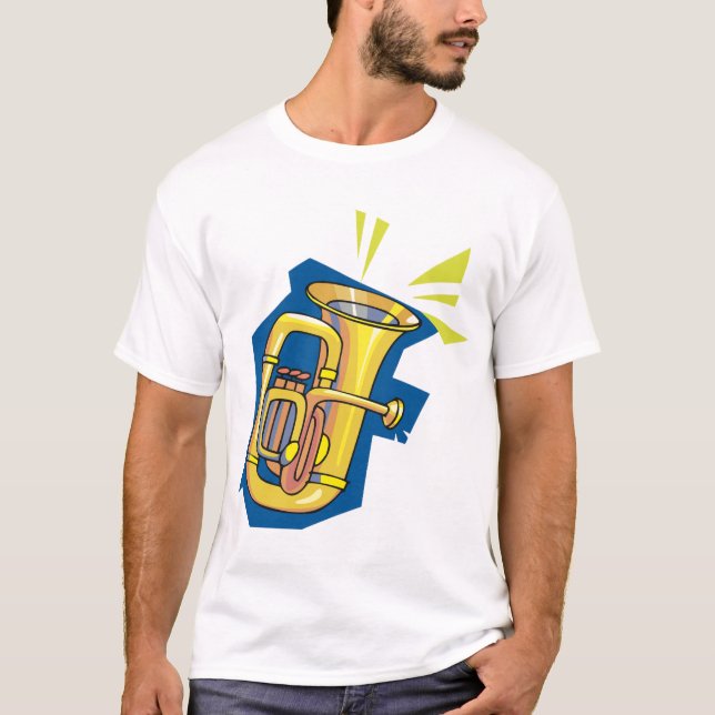 Camiseta para hombre del instrumento de la tuba (Anverso)