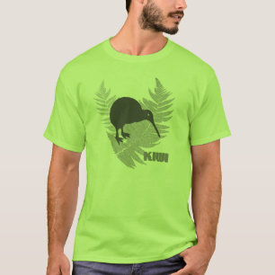 Camiseta para hombre del kiwi del helecho de plata