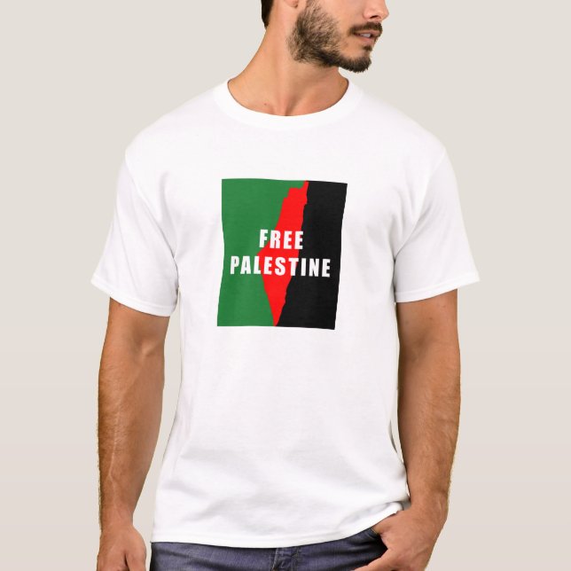 Camiseta para hombre del mapa libre de Palestina (Anverso)