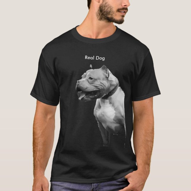 Camiseta para hombre del perro real del pitbull (Anverso)
