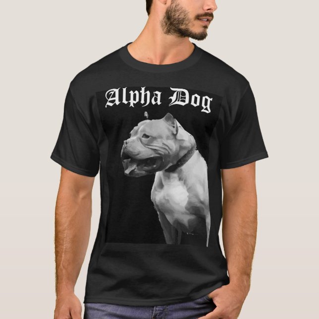 Camiseta para hombre del pitbull alfa del perro (Anverso)