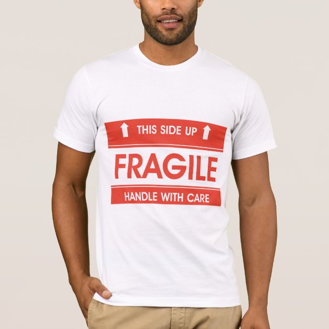 Camiseta para hombre del Rótulo frágil (Anverso)