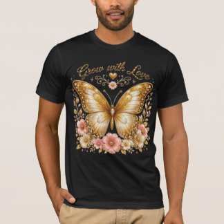 Camiseta para hombre Gold Butterfly Floral Grow wi