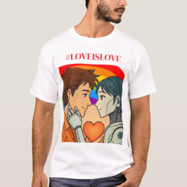 Camiseta para hombre Love is Love Pareja Humano-Ro