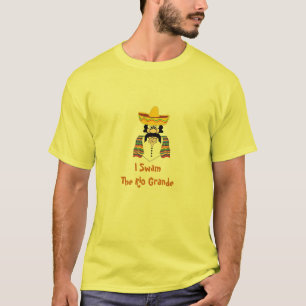 Camiseta para hombre, mexicano, nadé el Rio Grande