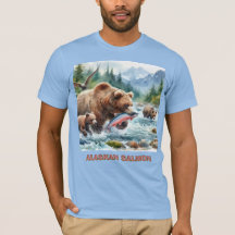 Camiseta para hombre Oso Grizzly de Salmón de Alas