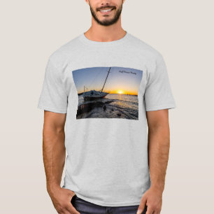 Camiseta para hombre puesta de sol en el muelle y