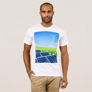 Camiseta para hombre solar y de la energía eólica
